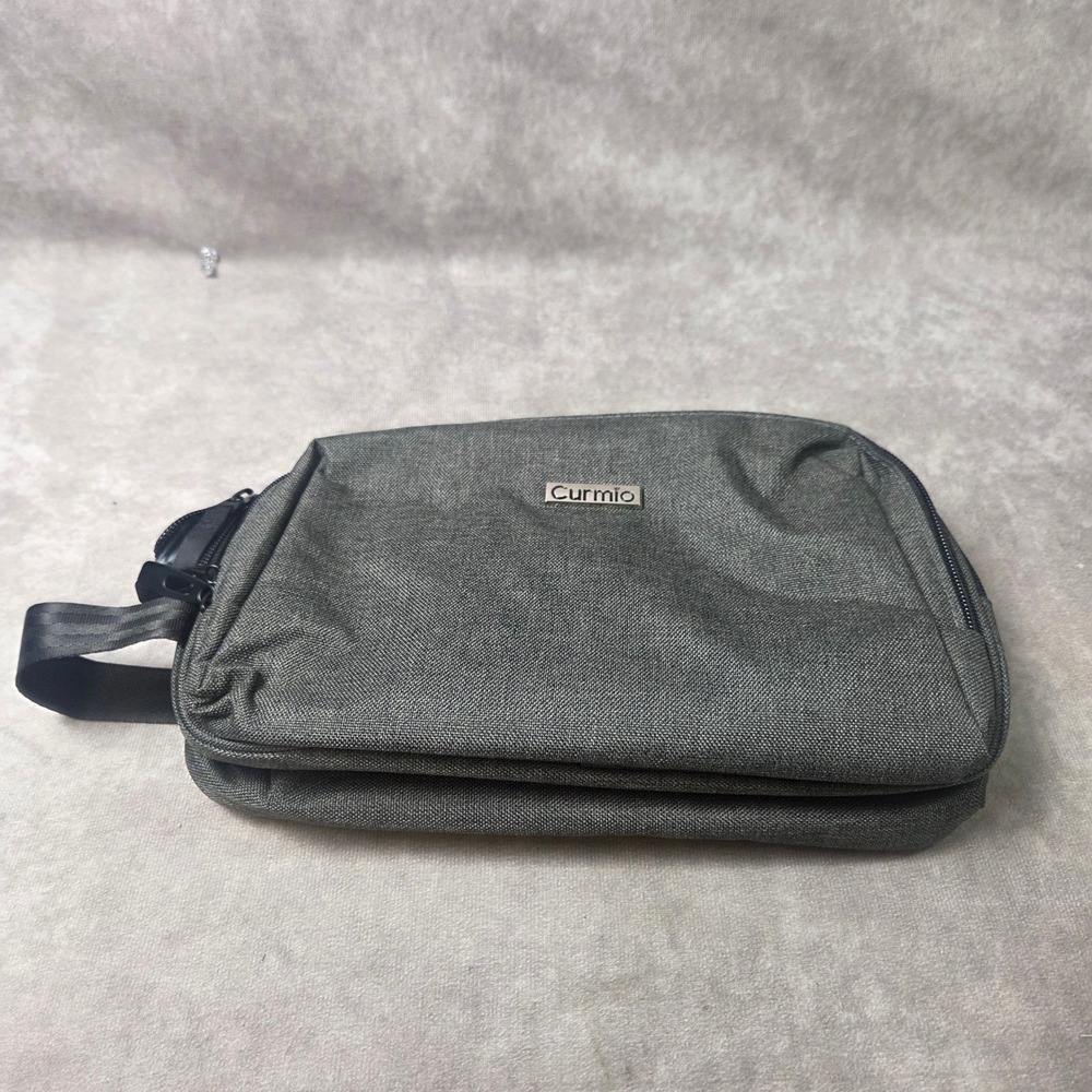 Curmio Travel Organizer Bag Gray Dual Compartment Tech Toiletry Pouch Case